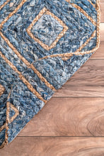 Load image into Gallery viewer, Nuloom Rugs - Hand Braided Diamonds Rima Jute  - Blue