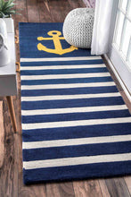 Load image into Gallery viewer, nuLOOM Rugs - Thomas Paul Hand Tufted Anchor Stripes - Navy