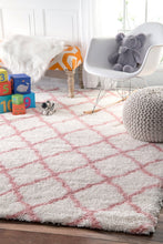Load image into Gallery viewer, Nuloom Rugs - Nelda Trellis Kids Shag - Baby Pink