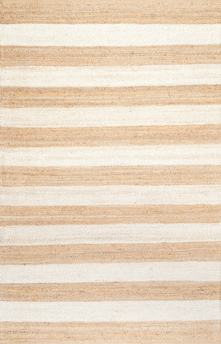 Nuloom Rugs - Flatweave Alisia Stripes Jute - Bleached