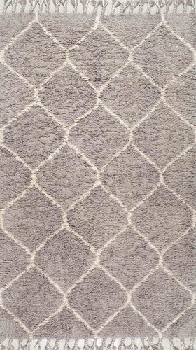 Nuloom Rugs - Hand Tufted Moroccan Trellis Hershel Shaggy  - Grey