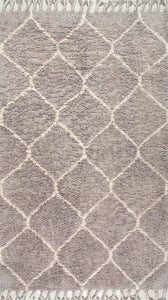 Nuloom Rugs - Hand Tufted Moroccan Trellis Hershel Shaggy  - Grey