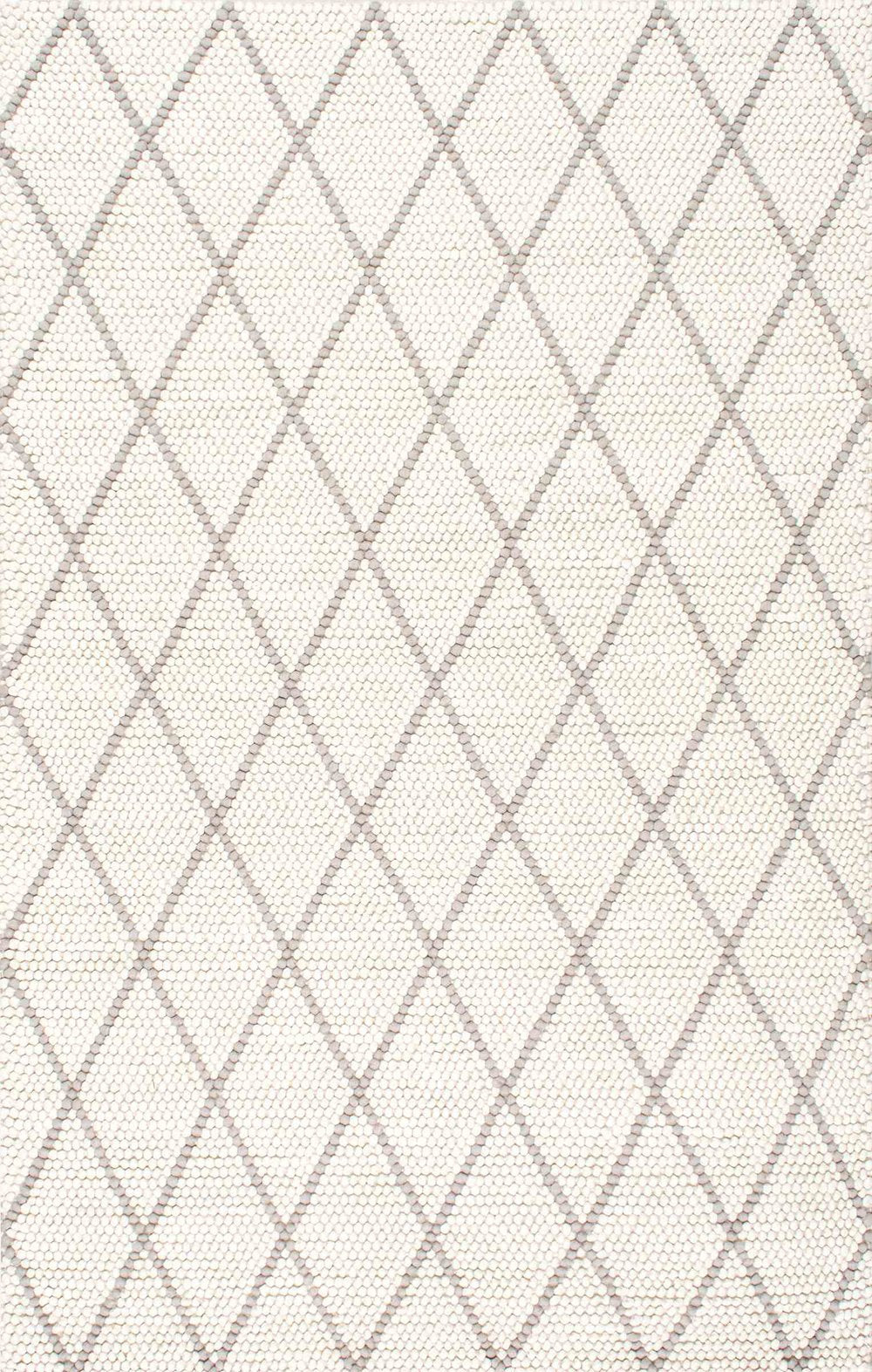 Nuloom Rugs - Hand Hooked Diamond Trellis Belia Shag  - Ivory